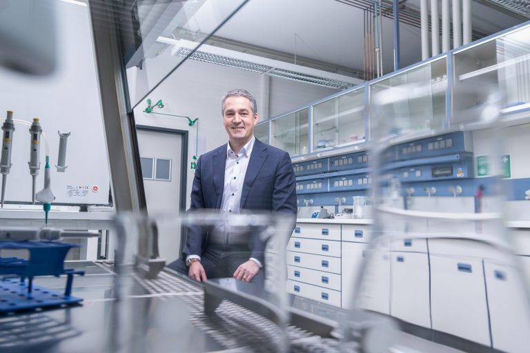 Prof. Niels C. Riedemann, CEO of InflaRx in the laboratory